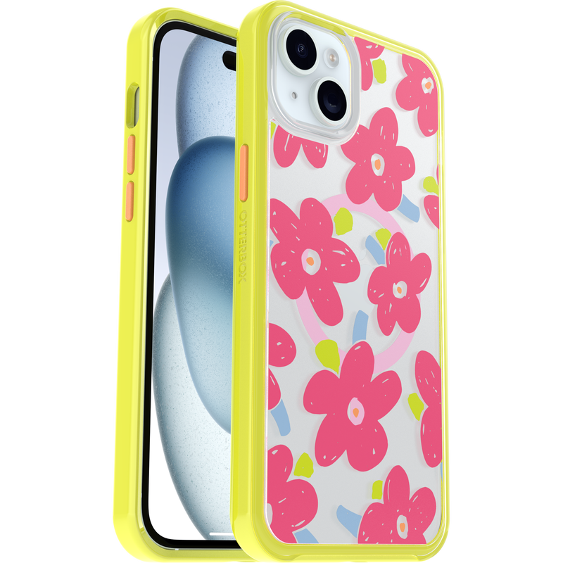product image 1 - Coque iPhone 14 Plus et iPhone 15 Plus Symmetry Series Clear pour MagSafe Fluttering Flora