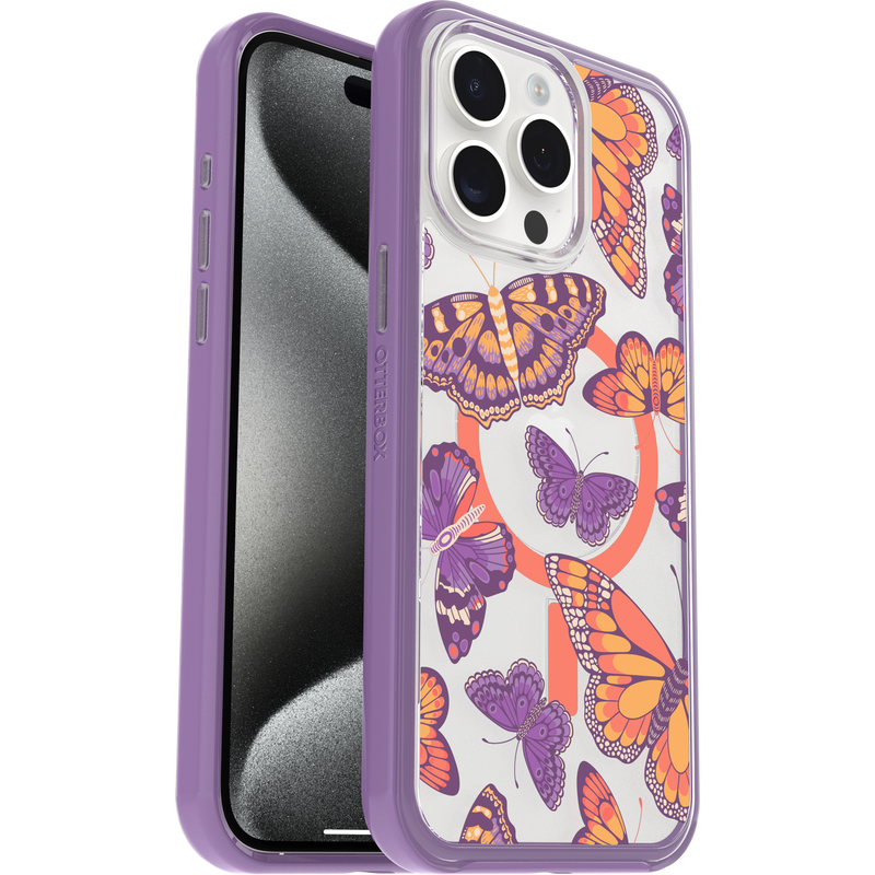 product image 1 - Coque iPhone 15 Pro Max Symmetry Series Clear pour MagSafe Fluttering Flora