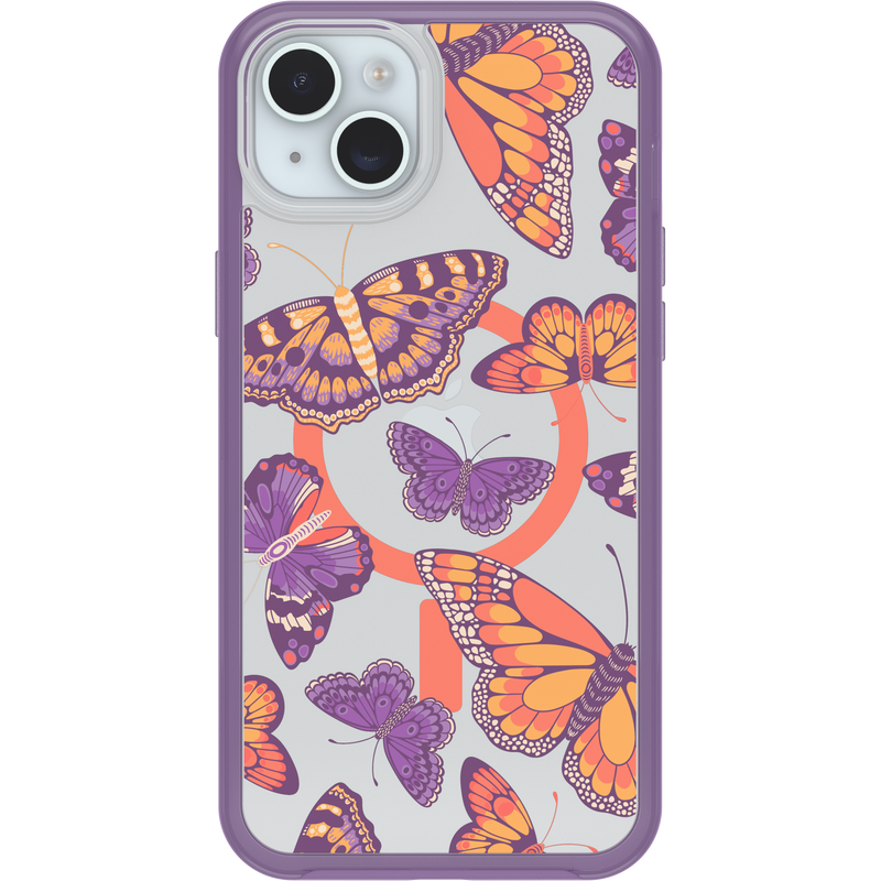 product image 2 - Coque iPhone 14 Plus et iPhone 15 Plus Symmetry Series Clear pour MagSafe Fluttering Flora