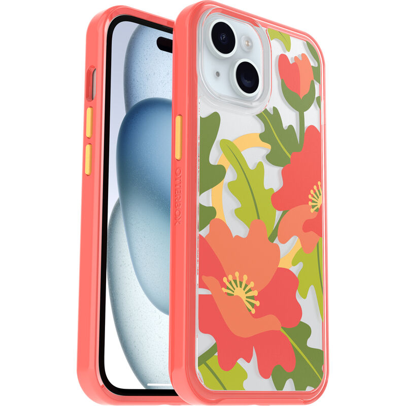 product image 1 - iPhone 13, iPhone 14 and iPhone 15 Case Symmetry Series Clear for MagSafe Fluttering Flora