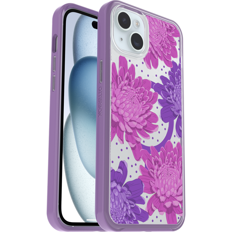 product image 1 - Coque iPhone 14 Plus et iPhone 15 Plus Symmetry Series Clear pour MagSafe Fluttering Flora