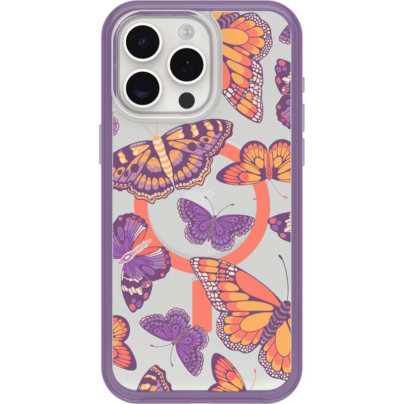 product image 2 - Coque iPhone 15 Pro Max Symmetry Series Clear pour MagSafe Fluttering Flora