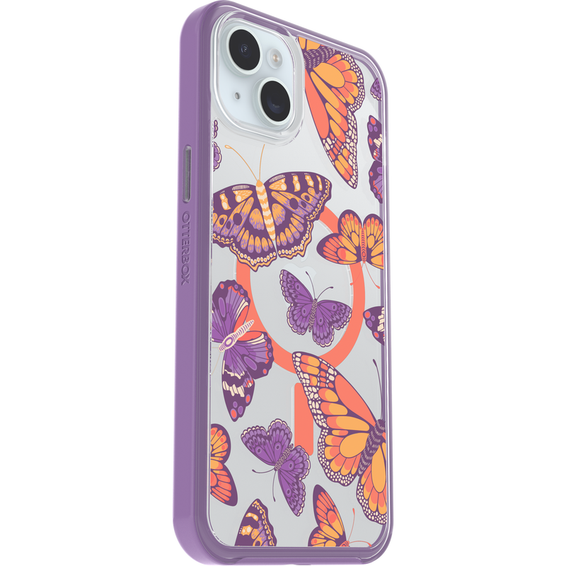 product image 3 - Coque iPhone 14 Plus et iPhone 15 Plus Symmetry Series Clear pour MagSafe Fluttering Flora