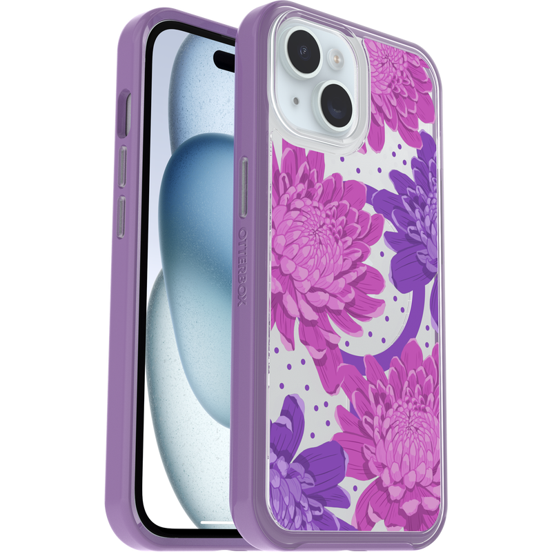 product image 1 - iPhone 16e and iPhone 15/14/13 Case Symmetry Series Clear for MagSafe Fluttering Flora