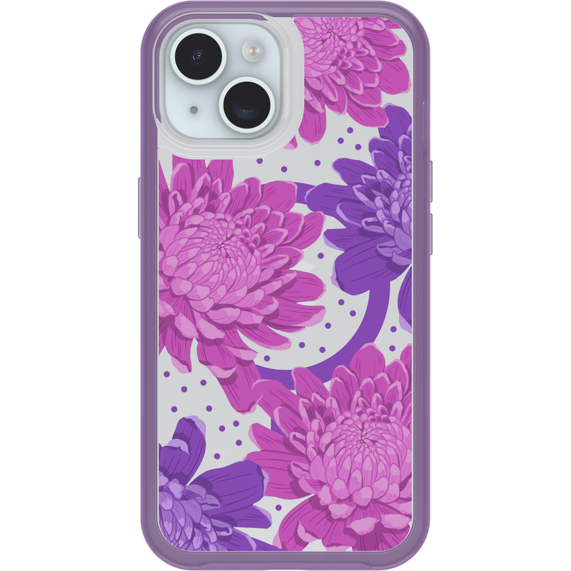product image 2 - iPhone 16e and iPhone 15/14/13 Case Symmetry Series Clear for MagSafe Fluttering Flora