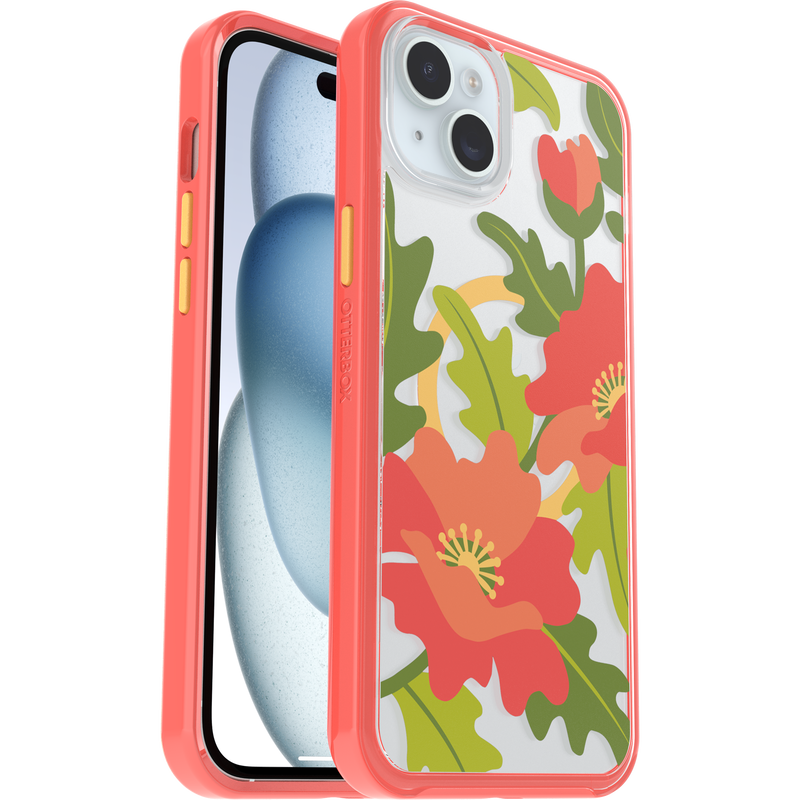 product image 1 - Coque iPhone 14 Plus et iPhone 15 Plus Symmetry Series Clear pour MagSafe Fluttering Flora