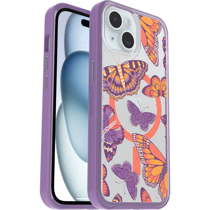 product image 1 - iPhone 13, iPhone 14 and iPhone 15 Case Symmetry Series Clear for MagSafe Fluttering Flora