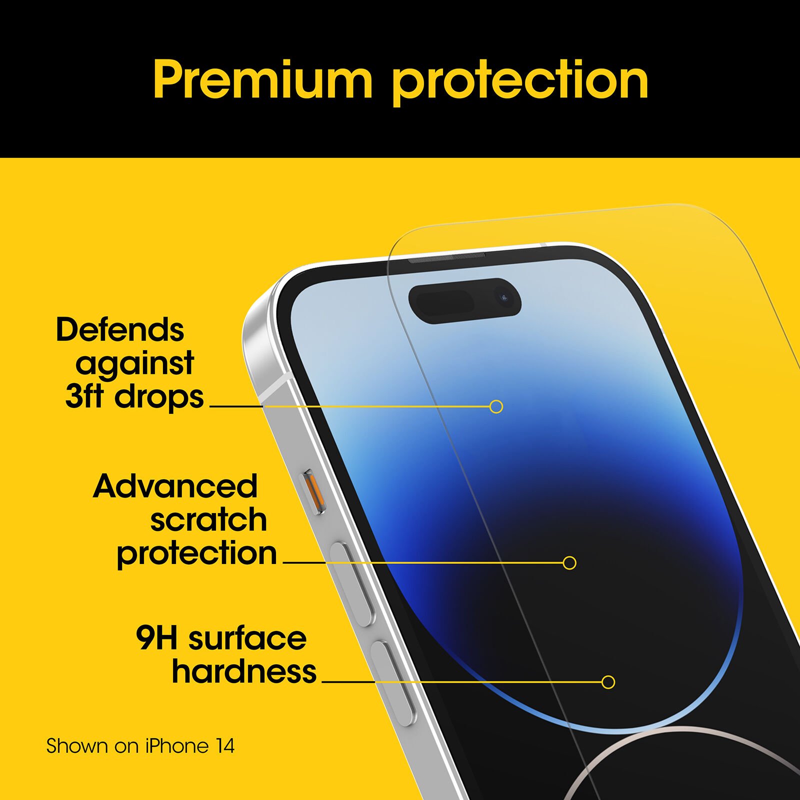 OtterBox iPhone 15 Screen Protector Premium Glass Antimicrobial